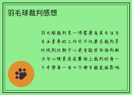 羽毛球裁判感想